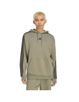 Bluza męska adidas essentials 3-stripes french terry hoodie oliwkowa ky4204