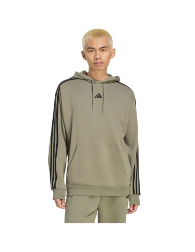 Bluza męska adidas essentials 3-stripes french terry hoodie oliwkowa ky4204