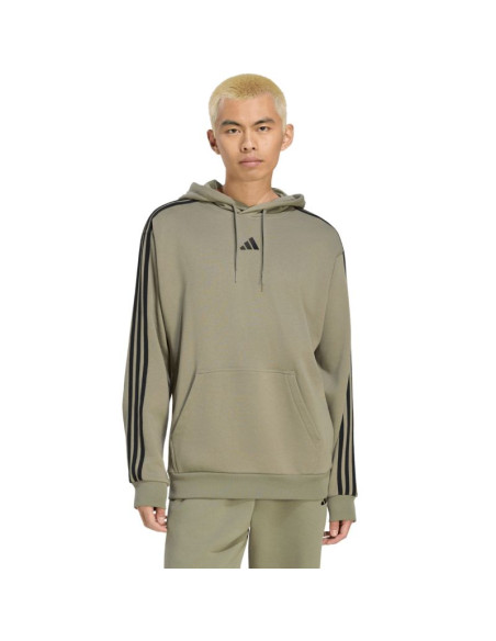 Bluza męska adidas essentials 3-stripes french terry hoodie oliwkowa ky4204