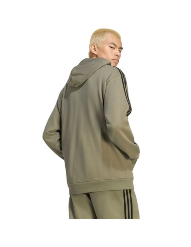 Bluza męska adidas essentials 3-stripes french terry hoodie oliwkowa ky4204