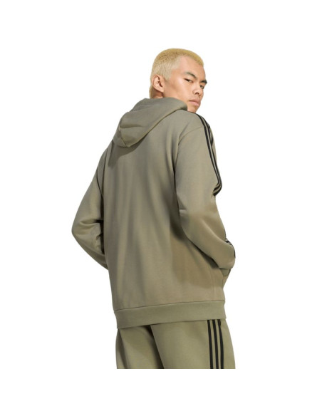 Bluza męska adidas essentials 3-stripes french terry hoodie oliwkowa ky4204