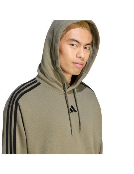 Bluza męska adidas essentials 3-stripes french terry hoodie oliwkowa ky4204