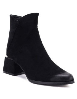 Botki damskie na obcasie zamszowe czarne potocki sz12875