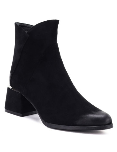 Botki damskie na obcasie zamszowe czarne potocki sz12875