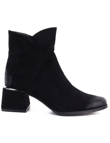 Botki damskie na obcasie zamszowe czarne potocki sz12875