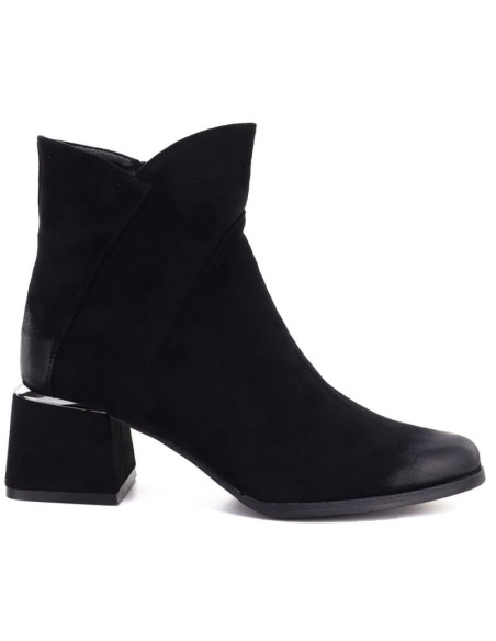 Botki damskie na obcasie zamszowe czarne potocki sz12875