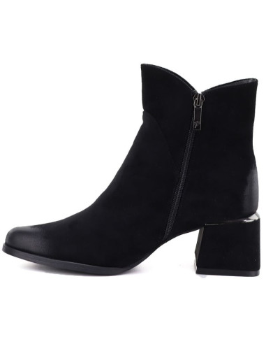 Botki damskie na obcasie zamszowe czarne potocki sz12875