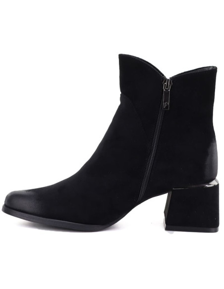 Botki damskie na obcasie zamszowe czarne potocki sz12875