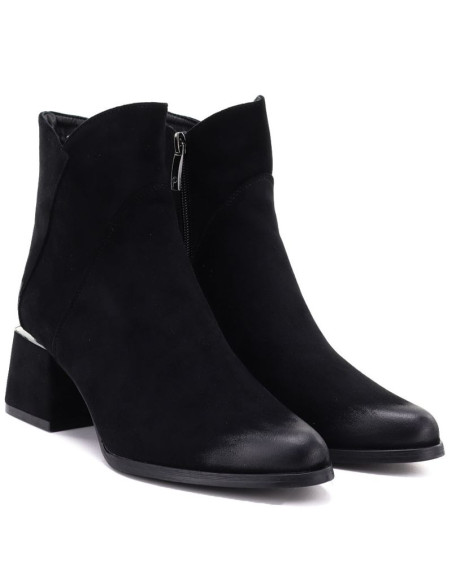 Botki damskie na obcasie zamszowe czarne potocki sz12875