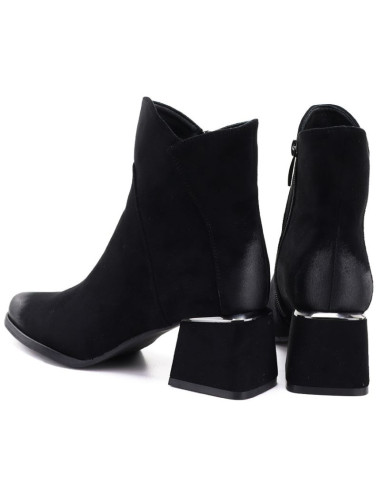Botki damskie na obcasie zamszowe czarne potocki sz12875