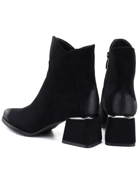 Botki damskie na obcasie zamszowe czarne potocki sz12875