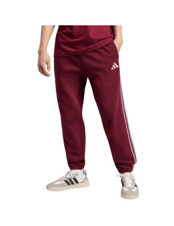 Spodnie męskie adidas essentials 3-stripes fleece tapered cuffed bordowe ky4134