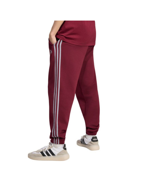 Spodnie męskie adidas essentials 3-stripes fleece tapered cuffed bordowe ky4134