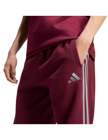 Spodnie męskie adidas essentials 3-stripes fleece tapered cuffed bordowe ky4134