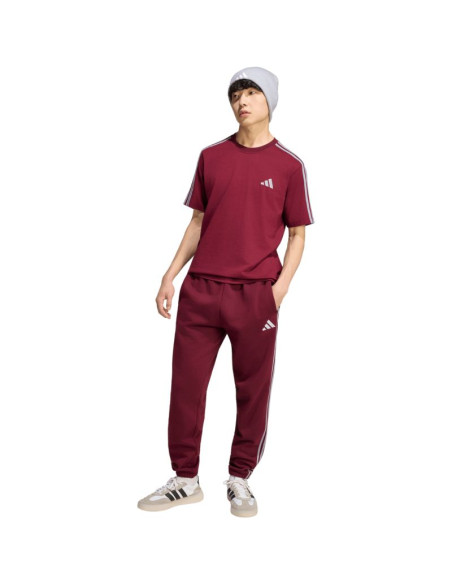Spodnie męskie adidas essentials 3-stripes fleece tapered cuffed bordowe ky4134