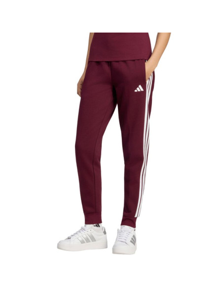 Spodnie damskie adidas essentials 3-stripes fleece slim bordowe kf8321