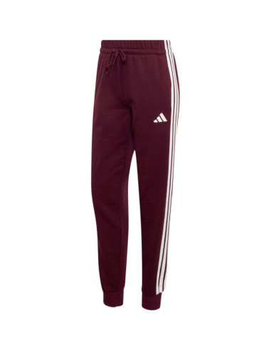 Spodnie damskie adidas essentials 3-stripes fleece slim bordowe kf8321