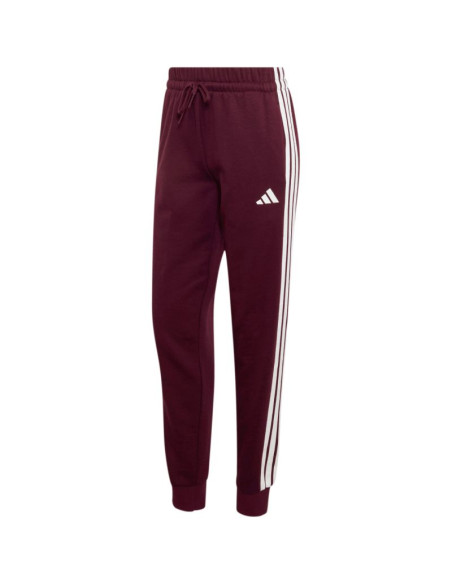 Spodnie damskie adidas essentials 3-stripes fleece slim bordowe kf8321