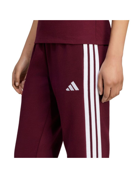 Spodnie damskie adidas essentials 3-stripes fleece slim bordowe kf8321