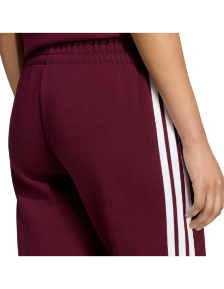 Spodnie damskie adidas essentials 3-stripes fleece slim bordowe kf8321