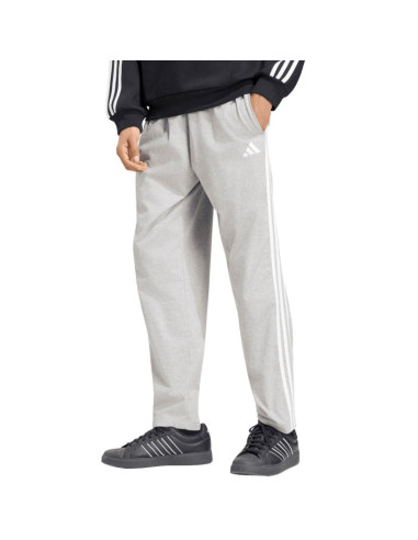 Spodnie męskie adidas essentials 3-stripes single jersey tapered open hem szare ky4215