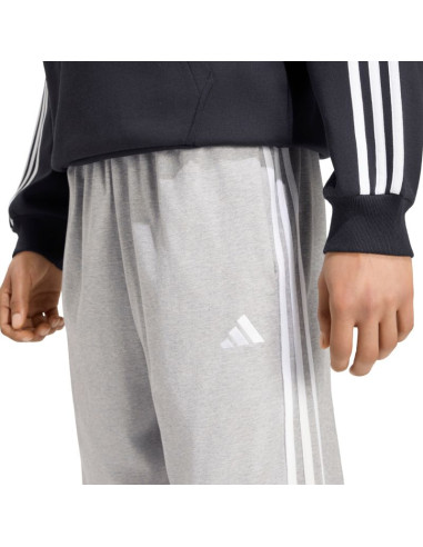 Spodnie męskie adidas essentials 3-stripes single jersey tapered open hem szare ky4215