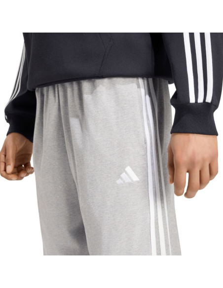 Spodnie męskie adidas essentials 3-stripes single jersey tapered open hem szare ky4215