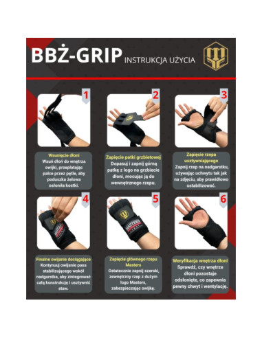 Bandaże bokserskie żelowe masters bbż-grip czarne