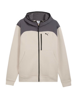 Bluza męska puma tech material mix full-zip hoodie beżowa 694490 82 2