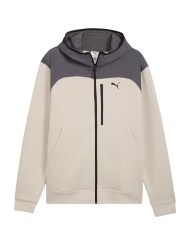 Bluza męska puma tech material mix full-zip hoodie beżowa 694490 82