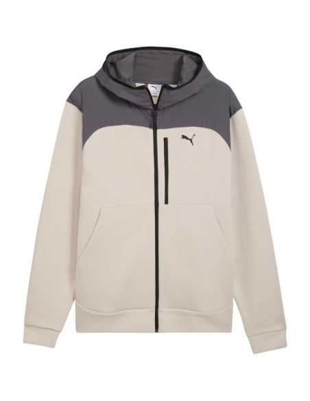 Bluza męska puma tech material mix full-zip hoodie beżowa 694490 82