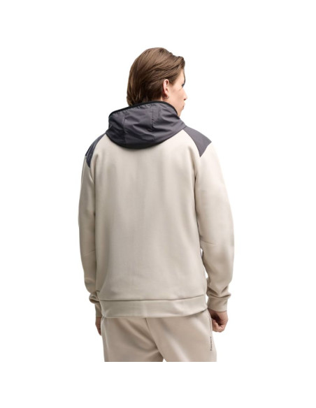 Bluza męska puma tech material mix full-zip hoodie beżowa 694490 82