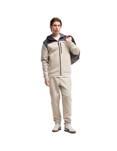 Bluza męska puma tech material mix full-zip hoodie beżowa 694490 82