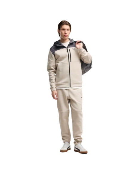 Bluza męska puma tech material mix full-zip hoodie beżowa 694490 82