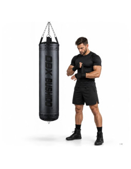 Worek bokserski premium + obręcz sbrx black  pusty - 150cm | dbx bushido