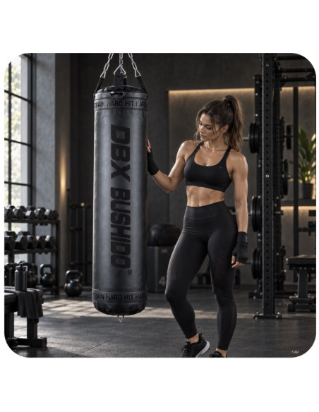 Worek bokserski premium + obręcz sbrx black  pusty - 150cm | dbx bushido