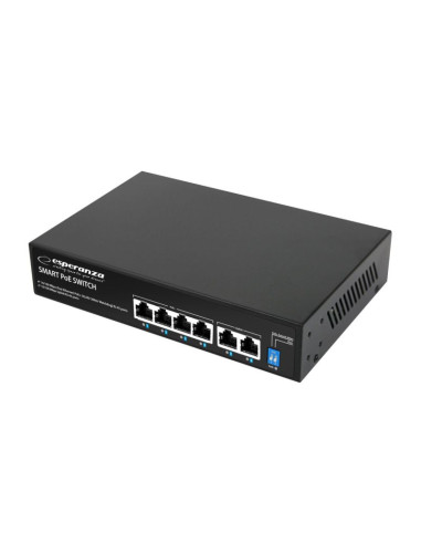 Esperanza switch 6-portowy poe 10/100m 60w spinner ens105