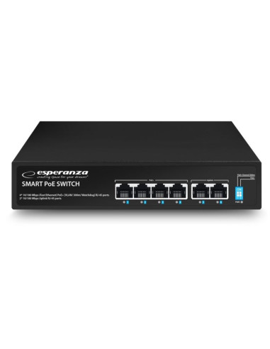 Esperanza switch 6-portowy poe 10/100m 60w spinner ens105