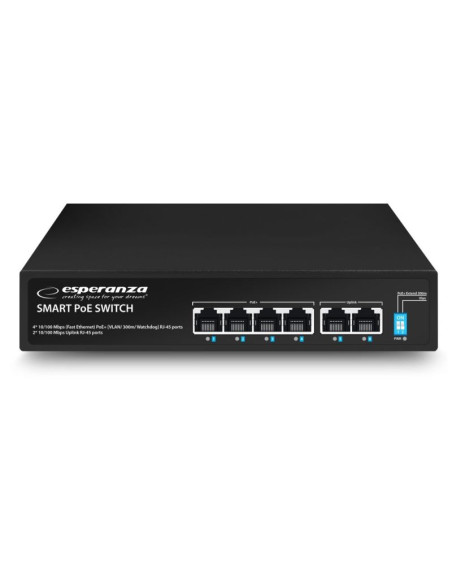 Esperanza switch 6-portowy poe 10/100m 60w spinner ens105