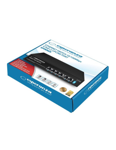 Esperanza switch 6-portowy poe 10/100m 60w spinner ens105