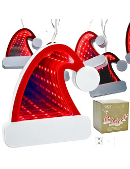 Lampki druciki girlanda led czapki mikołaja usb