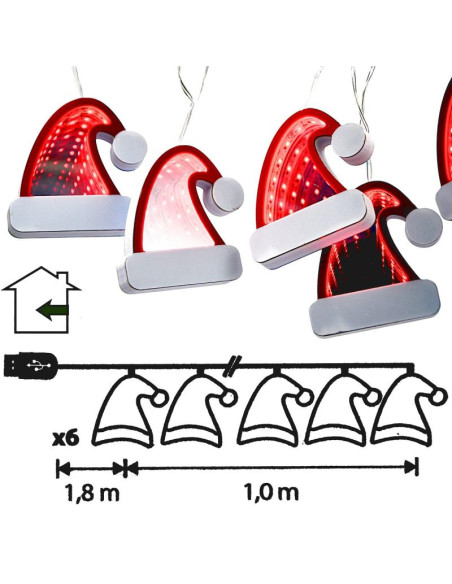 Lampki druciki girlanda led czapki mikołaja usb