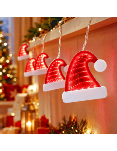 Lampki druciki girlanda led czapki mikołaja usb