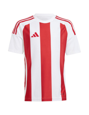 Koszulka dla dzieci adidas striped 24 jersey biało-czerwona iw2133