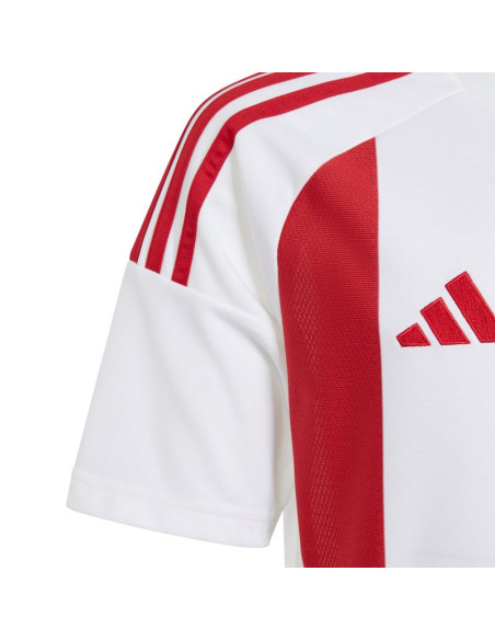 Koszulka dla dzieci adidas striped 24 jersey biało-czerwona iw2133