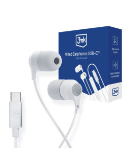 Słuchawki 3mk wired headphones przewodowe ze złączem usb-c - białe