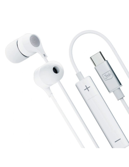 Słuchawki 3mk wired headphones przewodowe ze złączem usb-c - białe