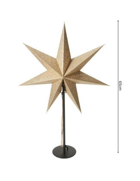 Gwiazda dekoracyjna z podświetleniem led wys:65cm champagne