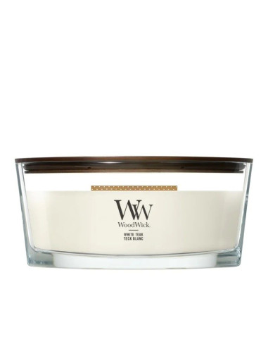 Świeca elipsa white teak woodwick