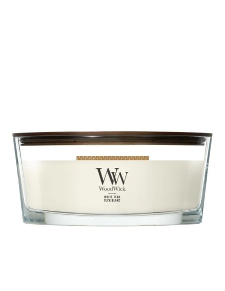 Świeca elipsa white teak woodwick